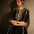 Black embroidered chinon ethnic kurta pant set