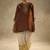 Coffee embroidered chinon ethnic kurta pant set