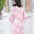 Pastel Pink Floral Printed Kurta Set with Mirror Work Neckline