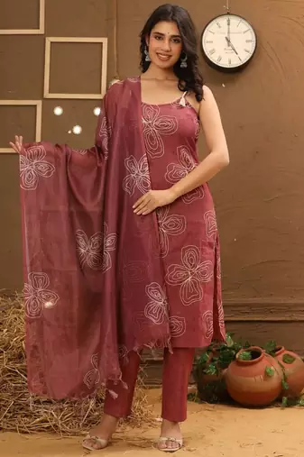 Lin-Cotton Embroidered Suit Set