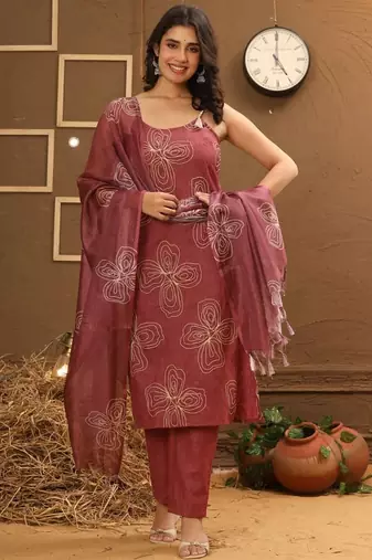 Lin-Cotton Embroidered Suit Set