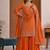 Orange natural crepe embroidered sharara suit set with dupatta