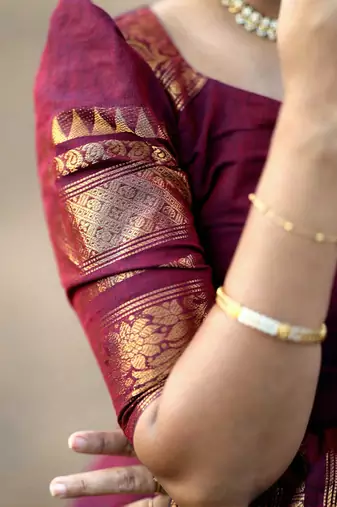 Maroon jacquard weaving kanchi cotton straight kurta dupatta set