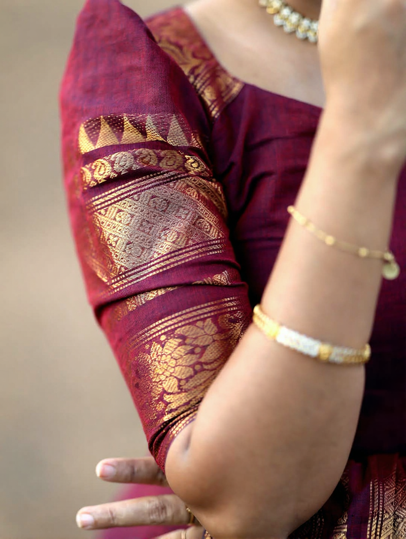 Maroon jacquard weaving kanchi cotton straight kurta dupatta set