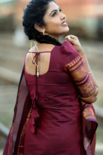 Maroon jacquard weaving kanchi cotton straight kurta dupatta set