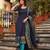 Blue jacquard weaving kanchi cotton straight kurta dupatta set