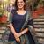 Blue jacquard weaving kanchi cotton straight kurta dupatta set