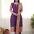 Purple jacquard weaving kanchi cotton straight kurta dupatta set