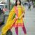 Yellow jacquard weaving kanchi cotton straight kurta dupatta set