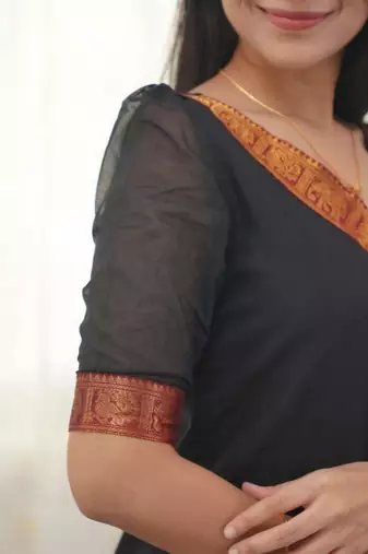 Black jacquard weaving kanchi cotton straight kurta dupatta set