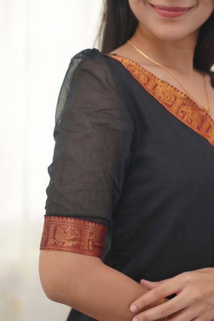 Black jacquard weaving kanchi cotton straight kurta dupatta set