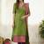 Green jacquard weaving kanchi cotton straight kurta dupatta set