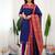 Blue jacquard weaving kanchi cotton straight kurta dupatta set