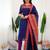 Blue jacquard weaving kanchi cotton straight kurta dupatta set