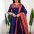 Blue jacquard weaving kanchi cotton straight kurta dupatta set