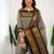 Cream jacquard weaving kanchi cotton straight kurta dupatta set