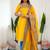 Yellow jacquard weaving kanchi cotton straight kurta dupatta set