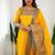 Yellow jacquard weaving kanchi cotton straight kurta dupatta set