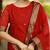 Red jacquard weaving kanchi cotton straight kurta dupatta set