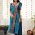 Teal-blue jacquard weaving kanchi cotton straight kurta dupatta set
