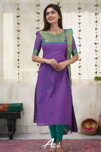 Wine jacquard weaving kanchi cotton straight kurta dupatta set