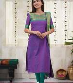 Wine jacquard weaving kanchi cotton straight kurta dupatta set