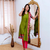 Green jacquard weaving kanchi cotton straight kurta dupatta set