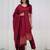 Maroon jacquard weaving kanchi cotton straight kurta dupatta set