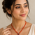 Red beads maala set with flower pendant, multi-strand necklace with matching stud earrings