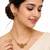 Ad necklace set with earrings, gold-toned, floral design, multi-colour stones, traditional indian jewellery