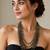 Multi-layer grey beads maala necklace, oval beads with white spacers, 22 inches