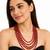 Red oval beads maala, multi-layer strand necklace, 22 inches, traditional indian style