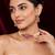 Pearl choker necklace set with ruby stone pendant, cz diamond accents, dangling earrings, bridal indian jewellery