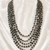 Multi-layer grey beads maala necklace, oval beads with white spacers, 22 inches