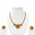 Ad necklace set with earrings, gold-toned, floral design, multi-colour stones, traditional indian jewellery
