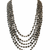 Multi-layer grey beads maala necklace, oval beads with white spacers, 22 inches