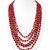 Red oval beads maala, multi-layer strand necklace, 22 inches, traditional indian style