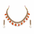 Gold-toned necklace set with orange beads and baroque pearls, ethnic indian jewellery, with earrings