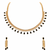 Ad necklace set with earrings, gold-toned, black teardrop stone, american diamond jewellery set