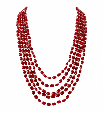 Red oval beads maala, multi-layer strand necklace, 22 inches, traditional indian style 3