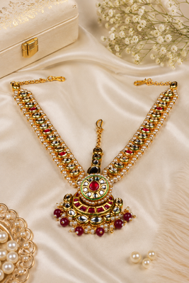 Ruby Kundan Pearl Bridal Matha Patti 1