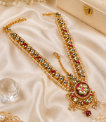 Ruby oval kundan pearl bridal matha patti