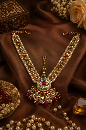 Ruby Kundan Pearl Bridal Matha Patti