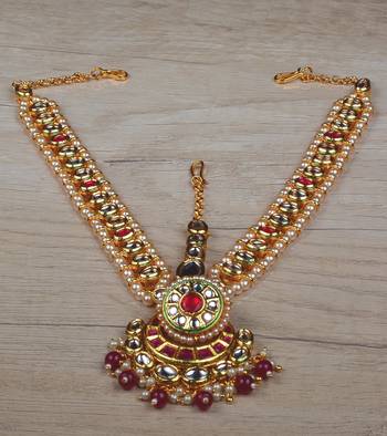 Ruby Kundan Pearl Bridal Matha Patti 3