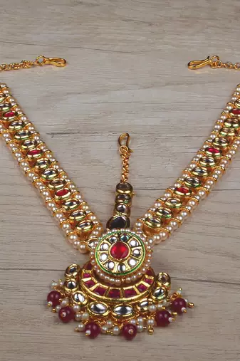 Ruby Kundan Pearl Bridal Matha Patti