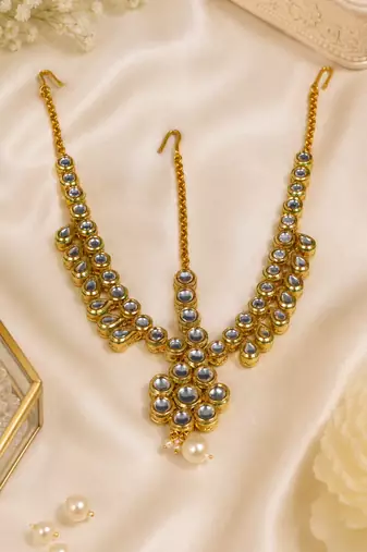 Cluster kundan pearl passa matha patti