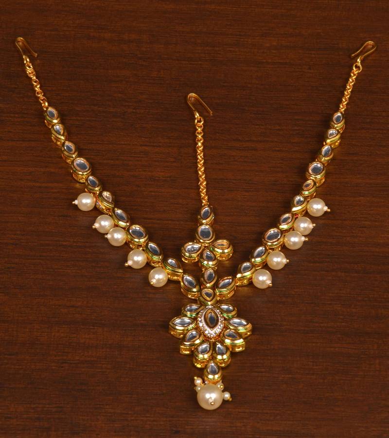 Pearl leaf kundan passa matha patti
