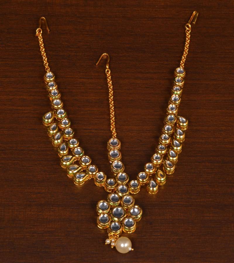 Cluster kundan pearl passa matha patti