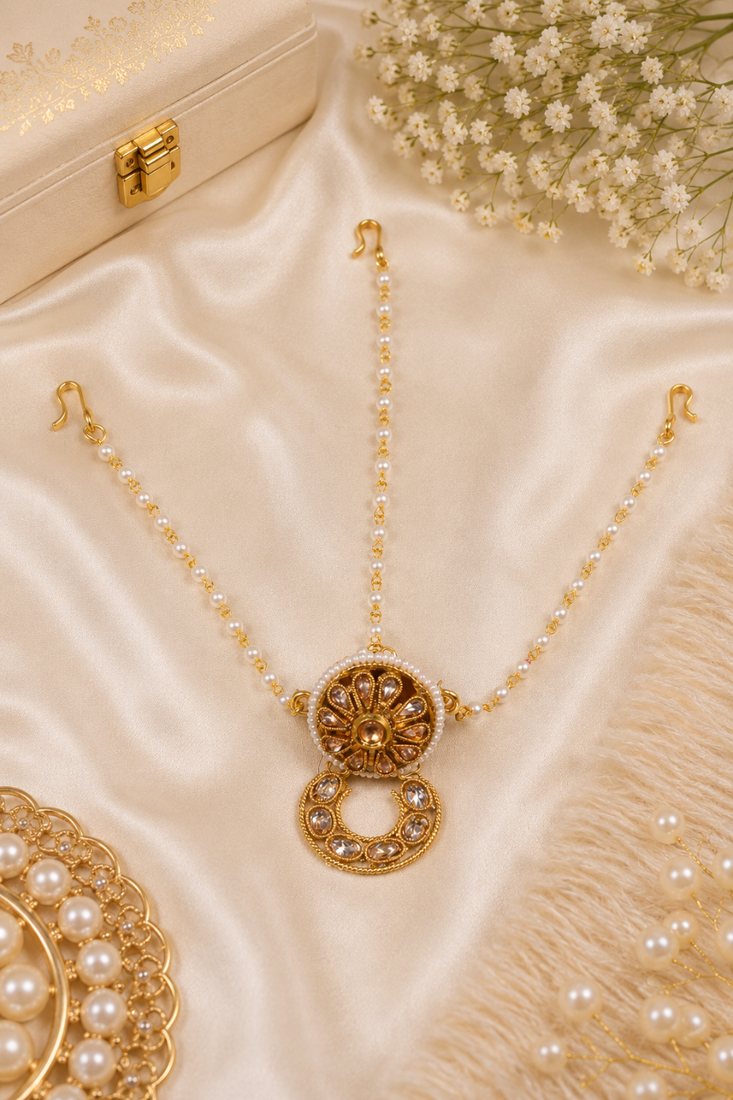 Chandrika floral kundan pearl matha patti
