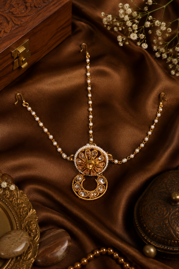 Chandrika floral kundan pearl matha patti